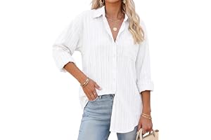 GRACE KARIN GRACE KARIN Women's Cotton Button Down Blouse Dressy Casual | 2026 Long Sleeve Work Shirts, Trendy Summer Collared Work Tops, Solid Business Fashion Clothes