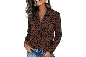 Sampeel Sampeel Womens Blouses Long Sleeve Shirts Button Down Tops Dressy Casual | Fall Fashion Clothes, Business Casual Outfits, Work, Teacher, Trendy, Curved Hem, Pockets, Lightweight, Cute