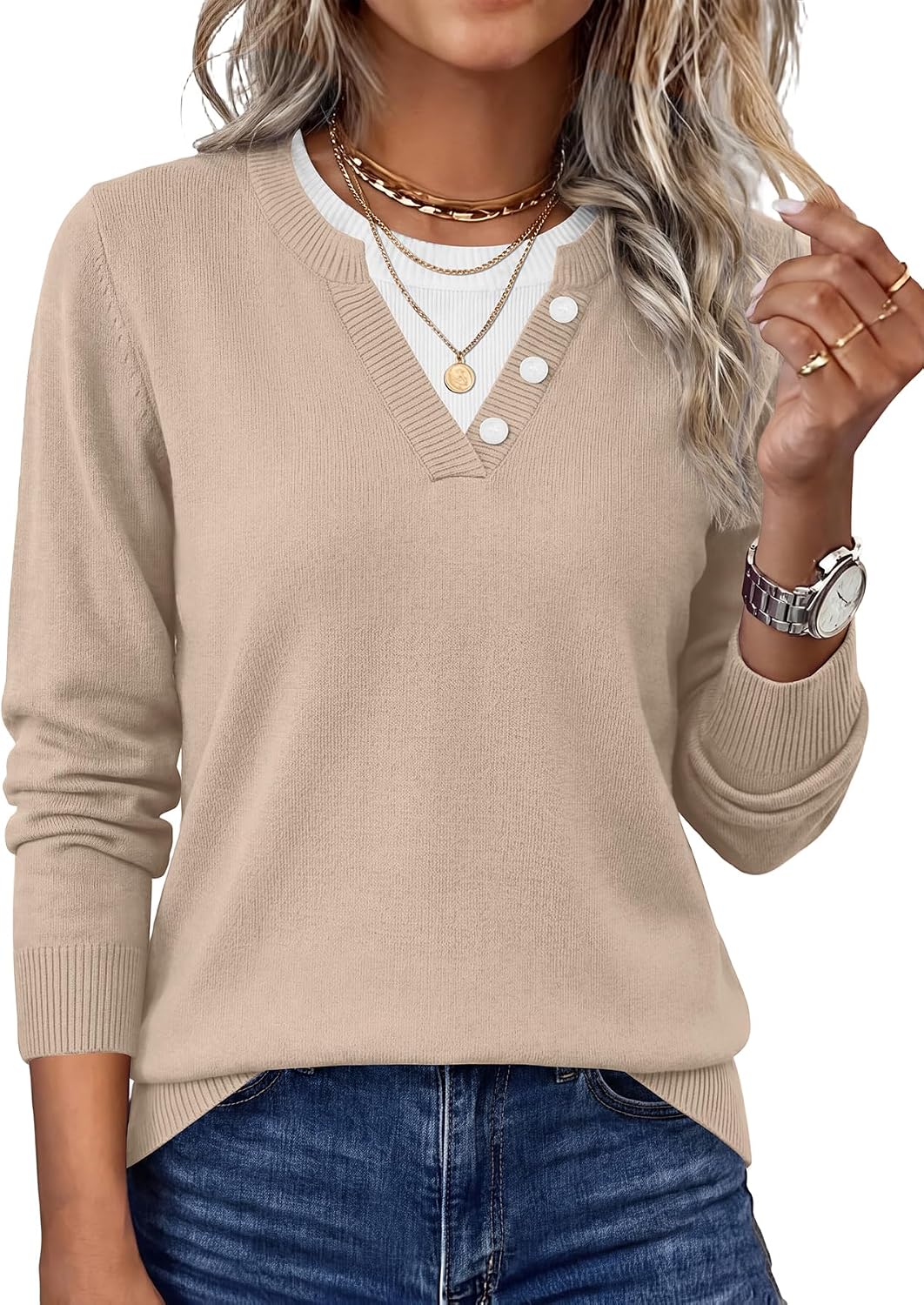 WIHOLL WIHOLL Lightweight Sweaters for Women Long Sleeve Knitwear