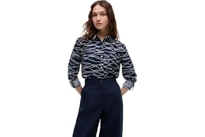 Tommy Hilfiger Tommy Hilfiger Women's Cotton Poplin Long Sleeve Button Down Shirt in Regular Fit with Roll Up Sleeve