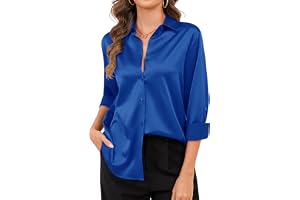 BBIBBI BBIBBI Wrinkle-Resistant Satin Silk Women's Shirts Button Down Long Sleeve | XXS-4XL, Buttery-Smooth & Fluid Drape, Non-see-through & No Shrinking, Durable Stitching, Business & Casual Wear