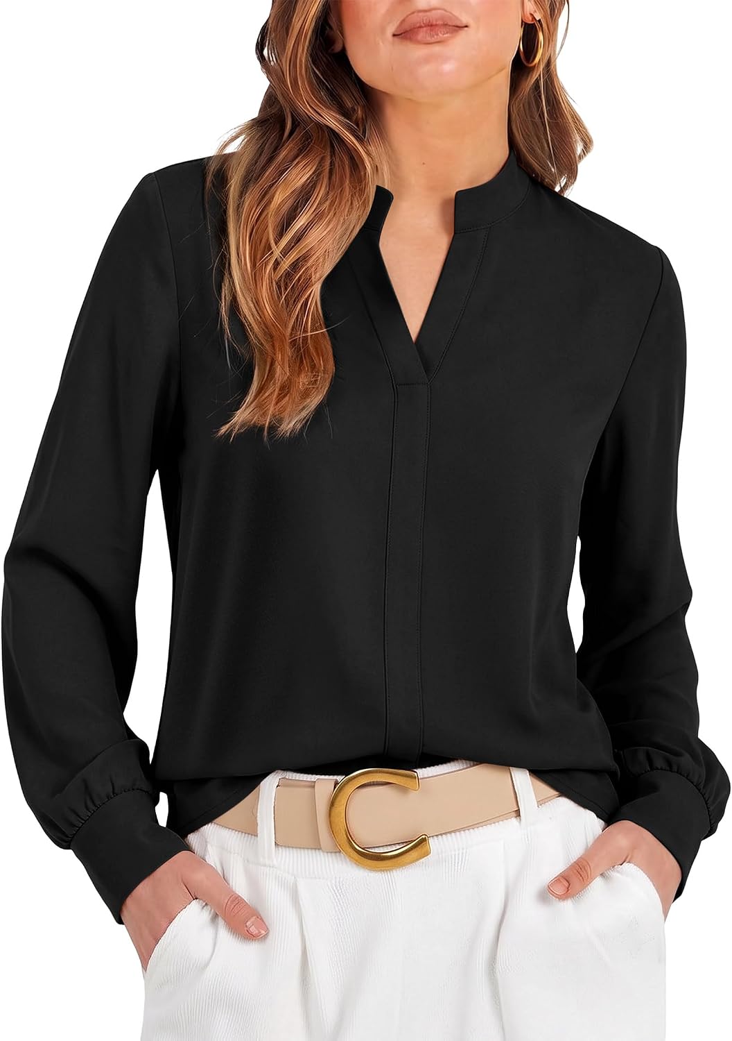 OFEEFAN OFEEFAN Womens Blouses Business Casual Tops Fall Outfits Long Sleeve Shirts