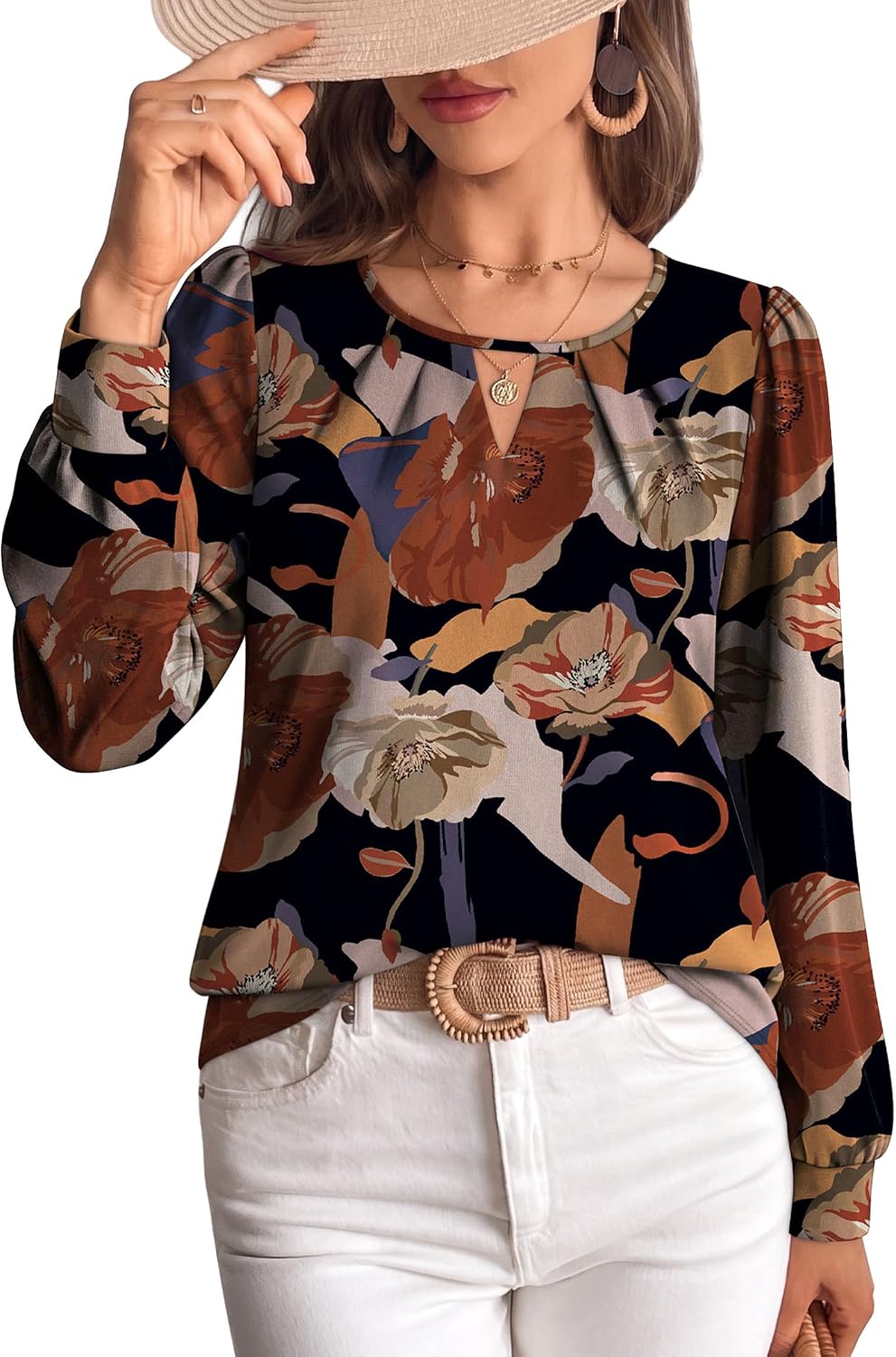 OFEEFAN OFEEFAN Blouses for Women Dressy Casual Long Sleeve Shirts Fall Outfits