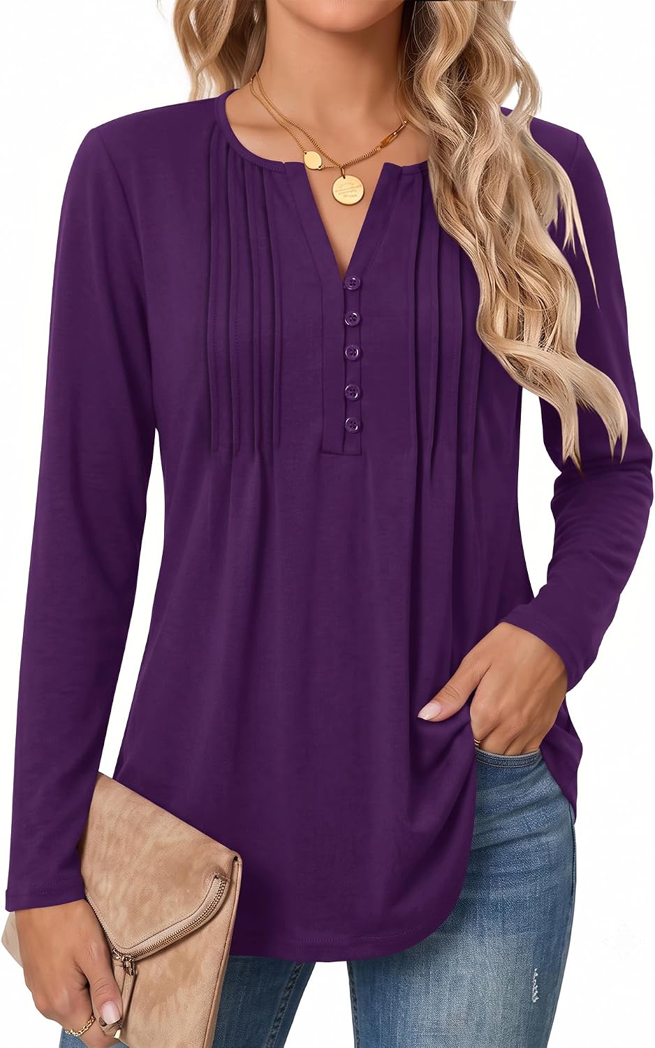 LUYAA LUYAA Women Blouses Long Sleeve Shirts Business Casual Tunic Tops